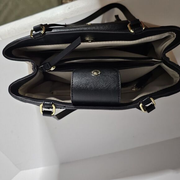 Liz Claiborne Spacious Purse Shoulder Bag Lots Of Space Tote Cream/Black Colored - Picture 13 of 13